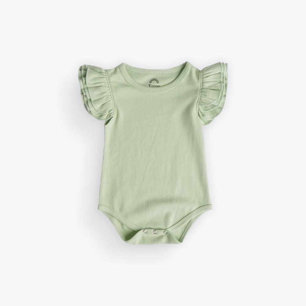 Light Green Flutter Sleeve Bodysuit